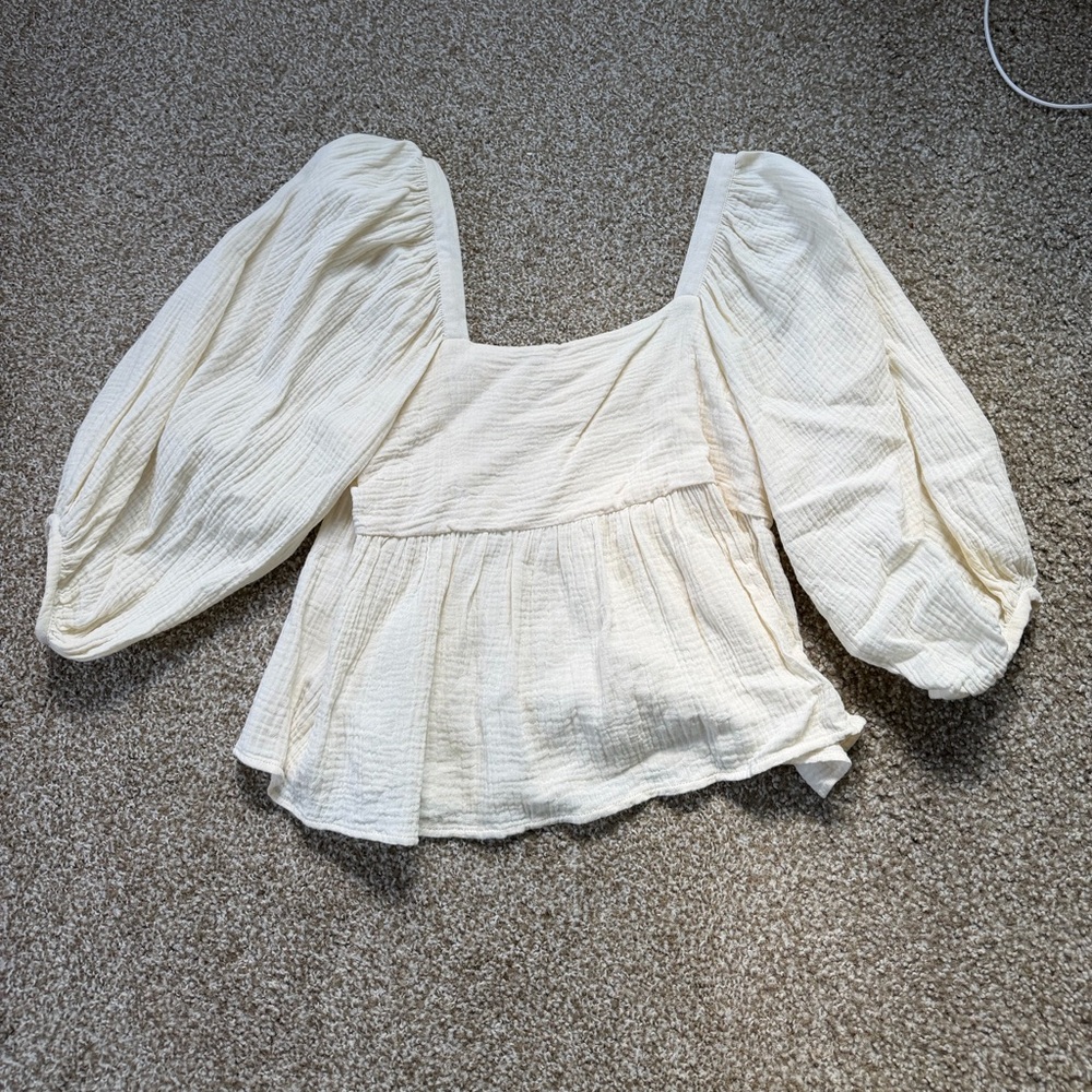 Puff-Sleeve Square-Neck Top - Picture 2 of 4